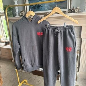 White Fox Grey Hoodie and Sweatpants Set